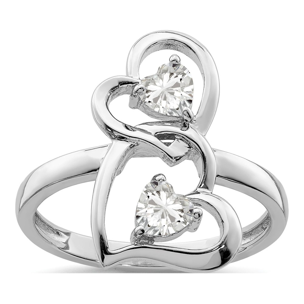 Sterling Silver CZ Double Heart Ring
