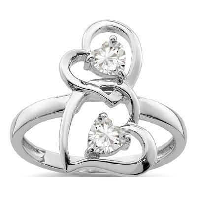 Sterling Silver CZ Double Heart Ring