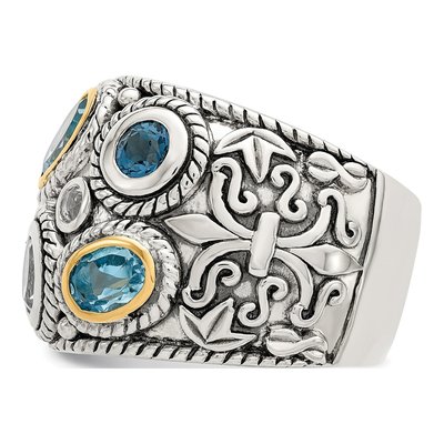 Sterling Silver & 14K Gold Sky Blue Topaz Ring – view 4