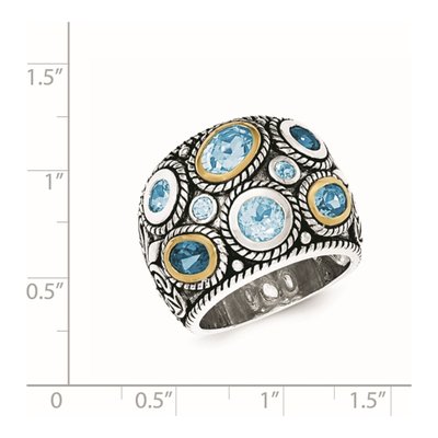 Sterling Silver & 14K Gold Sky Blue Topaz Ring – view 6