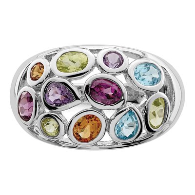 Sterling Silver Swiss Blue Topaz & Peridot Multi Ring – view 6