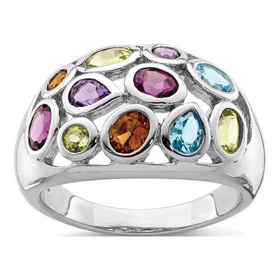 Sterling Silver Swiss Blue Topaz & Peridot Multi Ring