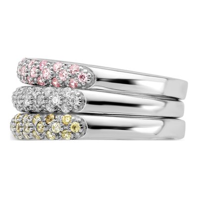 Sterling Silver Rhodium-Plated CZ Ring Set – view 4