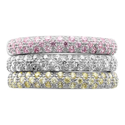 Sterling Silver Rhodium-Plated CZ Ring Set – view 5
