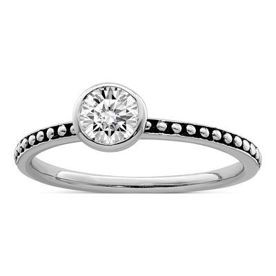 Sterling Silver Ring Set with Pink, White & Blue CZ – view 3