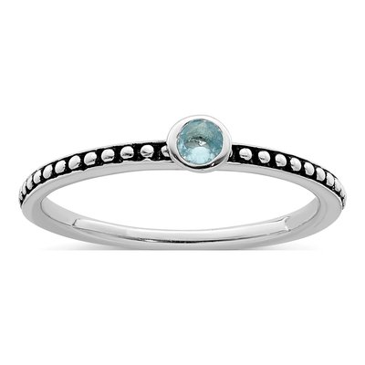 Sterling Silver Ring Set with Pink, White & Blue CZ – view 4