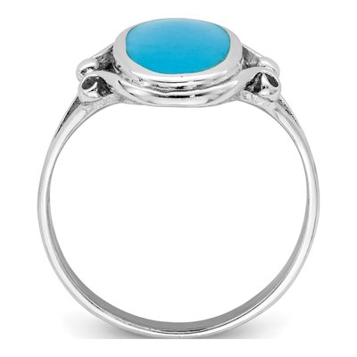 Sterling Silver Lab-Created Turquoise Oval Ring – view 3