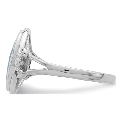 Sterling Silver Lab-Created Turquoise Oval Ring – view 4