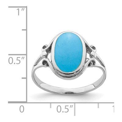 Sterling Silver Lab-Created Turquoise Oval Ring – view 5