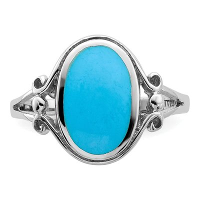 Sterling Silver Lab-Created Turquoise Oval Ring – view 6