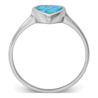 Sterling Silver Lab-Created Opal Heart Ring – view 3