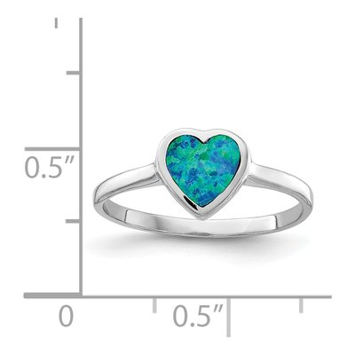 Sterling Silver Lab-Created Opal Heart Ring – view 5