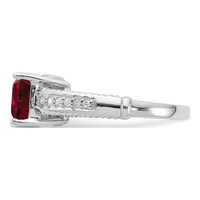 Sterling Silver Lab-Created Ruby & CZ Square Ring – view 4