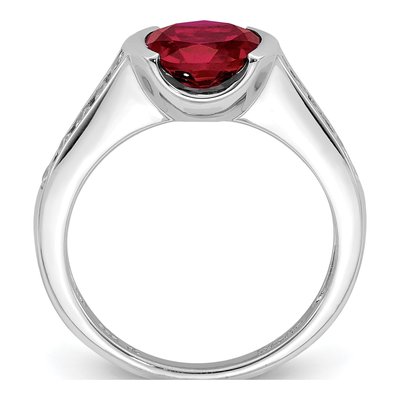 Sterling Silver Lab-Created Ruby & CZ Bezel Ring – view 3