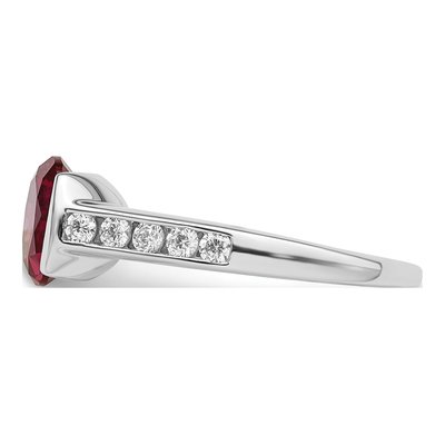 Sterling Silver Lab-Created Ruby & CZ Bezel Ring – view 4