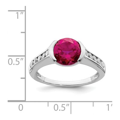 Sterling Silver Lab-Created Ruby & CZ Bezel Ring – view 5