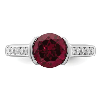 Sterling Silver Lab-Created Ruby & CZ Bezel Ring – view 6