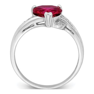 Sterling Silver Lab-Created Ruby & CZ Heart Ring – view 3