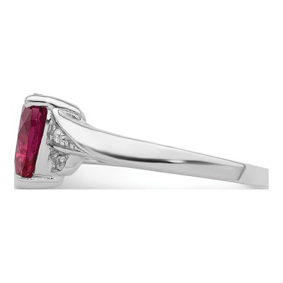 Sterling Silver Lab-Created Ruby & CZ Heart Ring – view 4