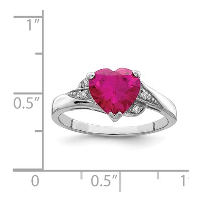 Sterling Silver Lab-Created Ruby & CZ Heart Ring – view 5