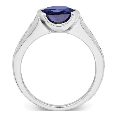 Sterling Silver Lab-Created Sapphire & CZ Bezel Ring – view 3
