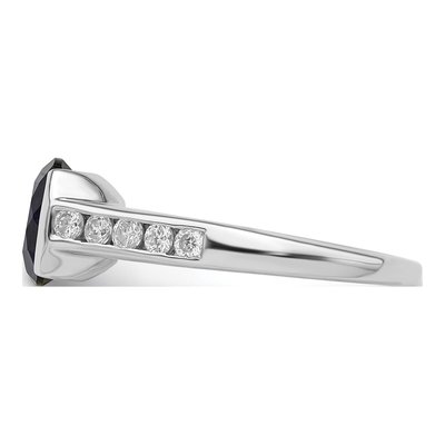 Sterling Silver Lab-Created Sapphire & CZ Bezel Ring – view 4