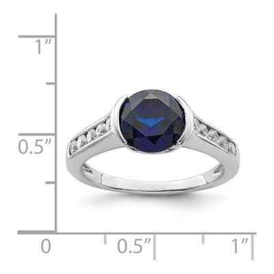 Sterling Silver Lab-Created Sapphire & CZ Bezel Ring – view 5