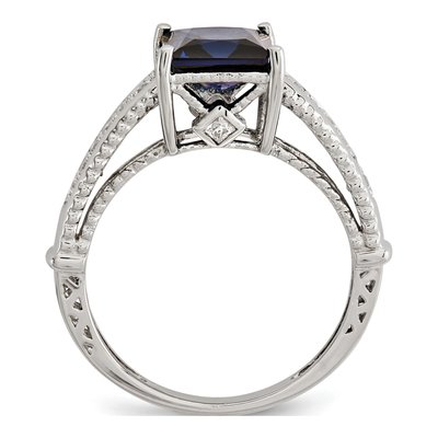 Sterling Silver Lab-Created Sapphire & CZ Ring – view 3