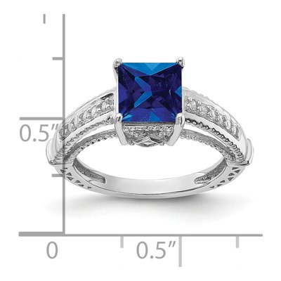 Sterling Silver Lab-Created Sapphire & CZ Ring – view 5