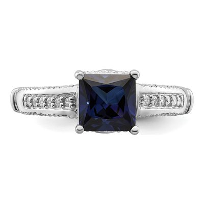 Sterling Silver Lab-Created Sapphire & CZ Ring – view 6