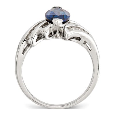 Sterling Silver Lab-Created Sapphire & CZ Ring – view 3