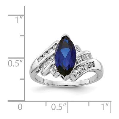 Sterling Silver Lab-Created Sapphire & CZ Ring – view 5