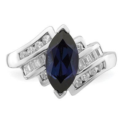 Sterling Silver Lab-Created Sapphire & CZ Ring – view 6