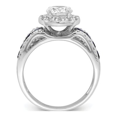 Sterling Silver Lab-Created Sapphire & CZ Ring – view 3