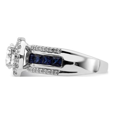 Sterling Silver Lab-Created Sapphire & CZ Ring – view 4