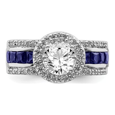 Sterling Silver Lab-Created Sapphire & CZ Ring – view 5