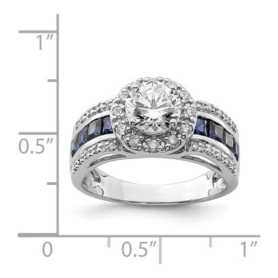 Sterling Silver Lab-Created Sapphire & CZ Ring – view 6