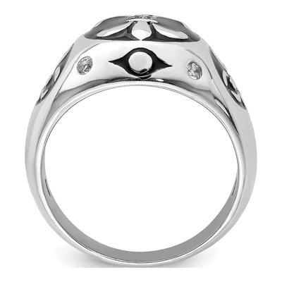Men's Sterling Silver White Topaz Fleur de Lis Ring – view 3