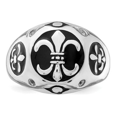 Men's Sterling Silver White Topaz Fleur de Lis Ring – view 5