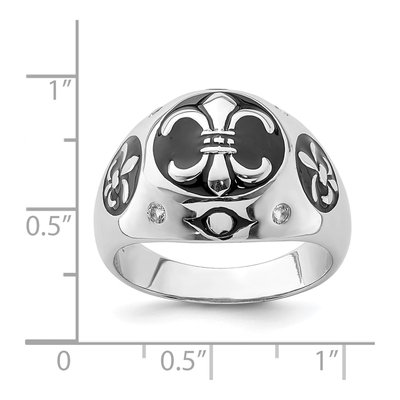 Men's Sterling Silver White Topaz Fleur de Lis Ring – view 6