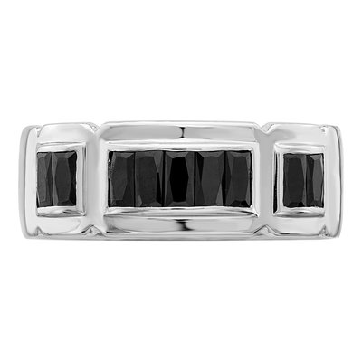 Men's Sterling Silver CZ Grooved Ring – view 5