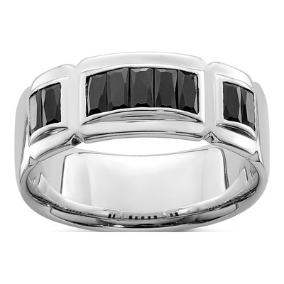 Men's Sterling Silver CZ Grooved Ring