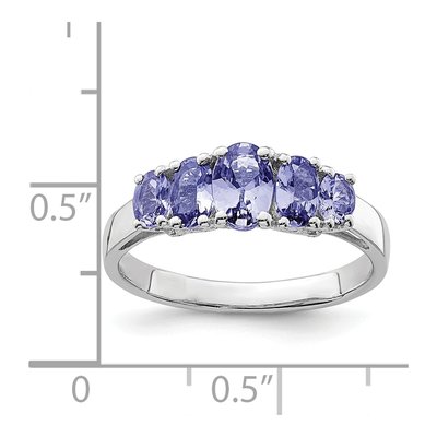 Sterling Silver Tanzanite 5-Stone Oval Ring – view 5