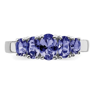 Sterling Silver Tanzanite 5-Stone Oval Ring – view 6