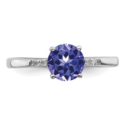 Sterling Silver Tanzanite & Diamond Round Ring – view 6