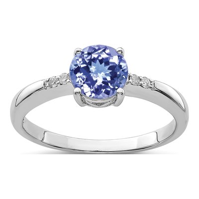 Sterling Silver Tanzanite & Diamond Round Ring