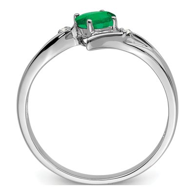 Sterling Silver Emerald & Diamond Ring – view 3