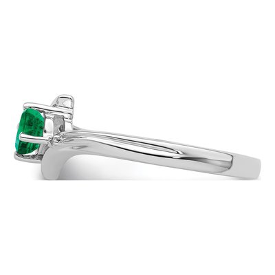 Sterling Silver Emerald & Diamond Ring – view 4