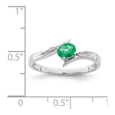 Sterling Silver Emerald & Diamond Ring – view 5