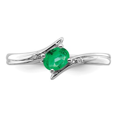 Sterling Silver Emerald & Diamond Ring – view 6